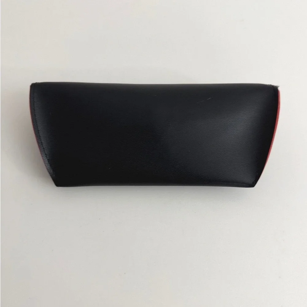 Ray-Ban Sunglasses Case Black Faux Leather Red Interior Snap Closure Accessory
